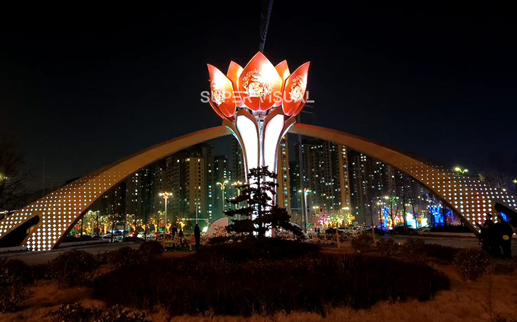 LED rose flowers in the park with Chinese roses